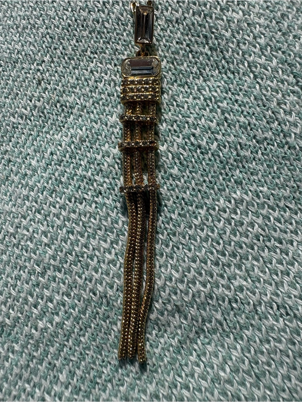 Ann Taylor Gold-Tone Crystal Fringe Pendant Necklace 17” - Women Accessories